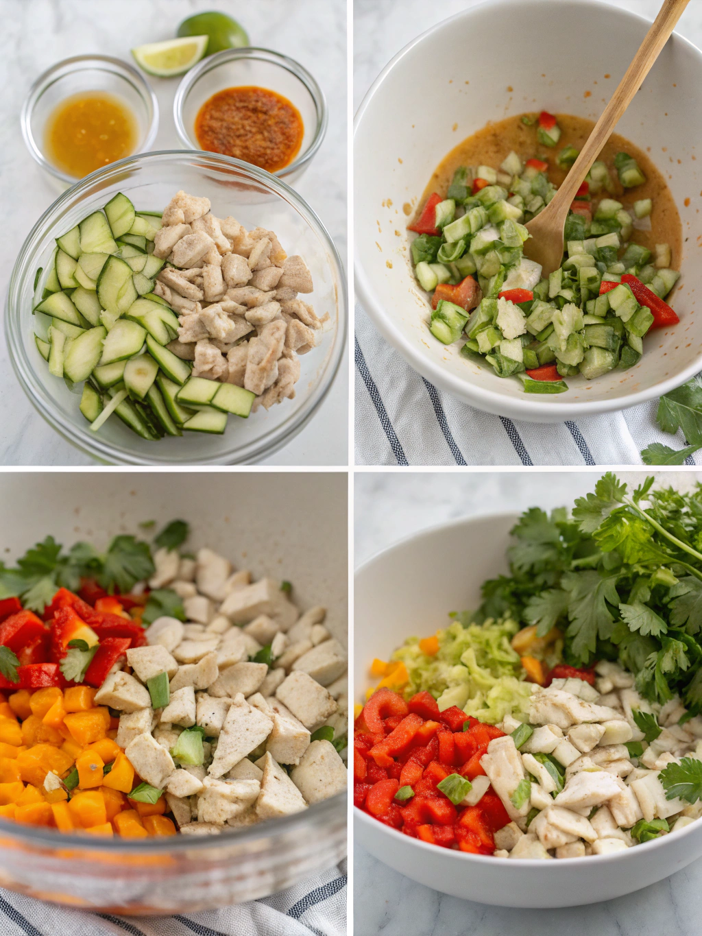 gluten-free thai chicken salad preparing steps