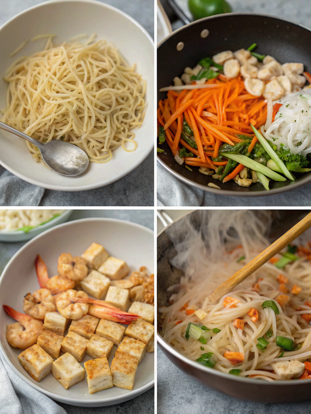 gluten-free pad thai preparing steps
