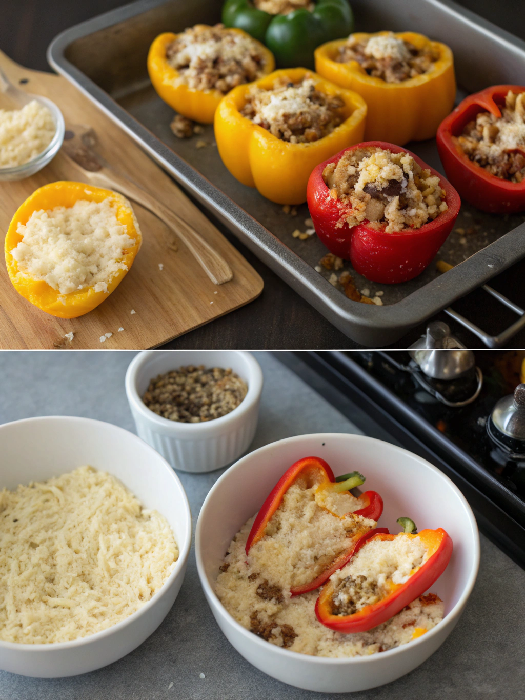 gluten-free stuffed peppers preparing steps