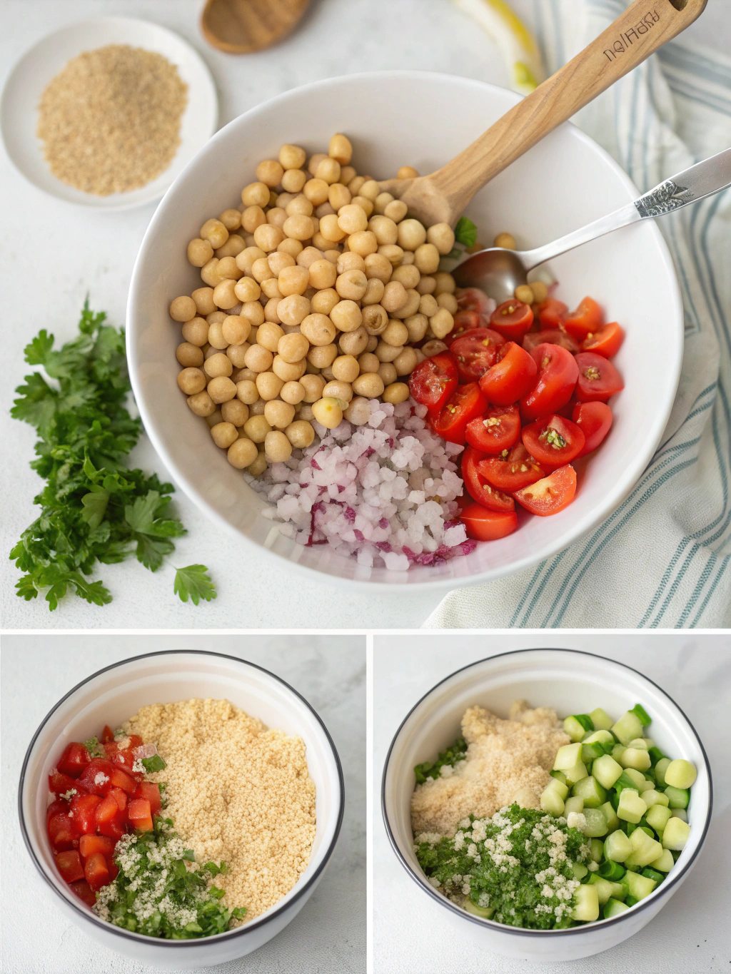quinoa chickpea salad gluten-free preparing steps