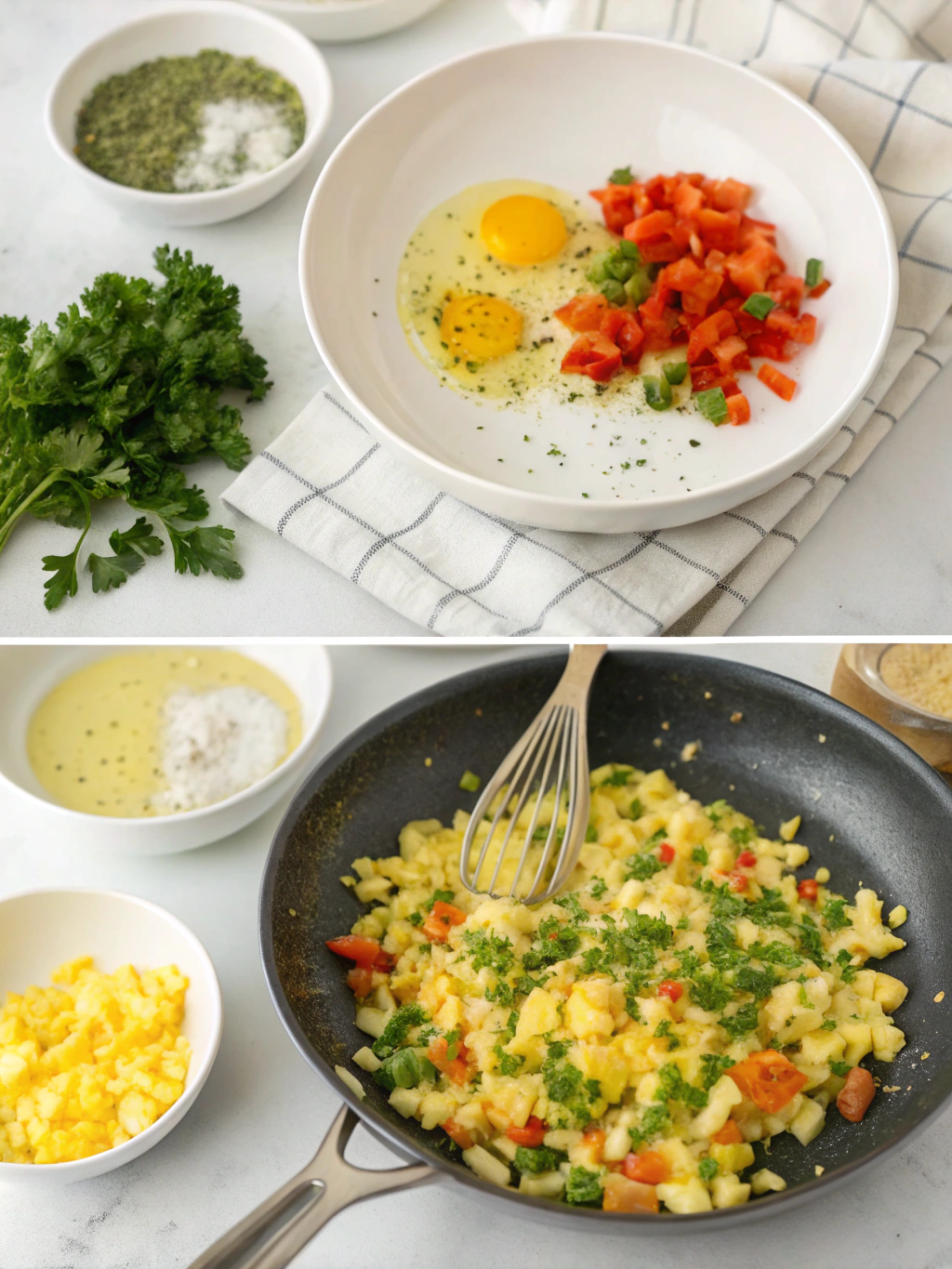 gluten-free egg scramble preparing steps