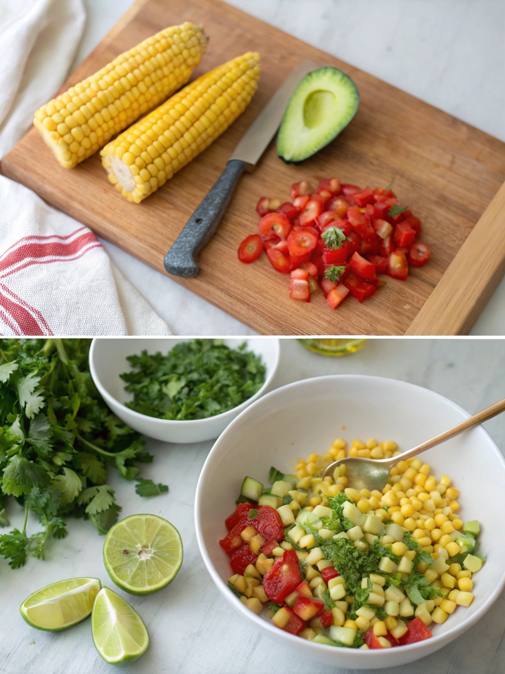 gluten-free mexican corn salad preparing steps