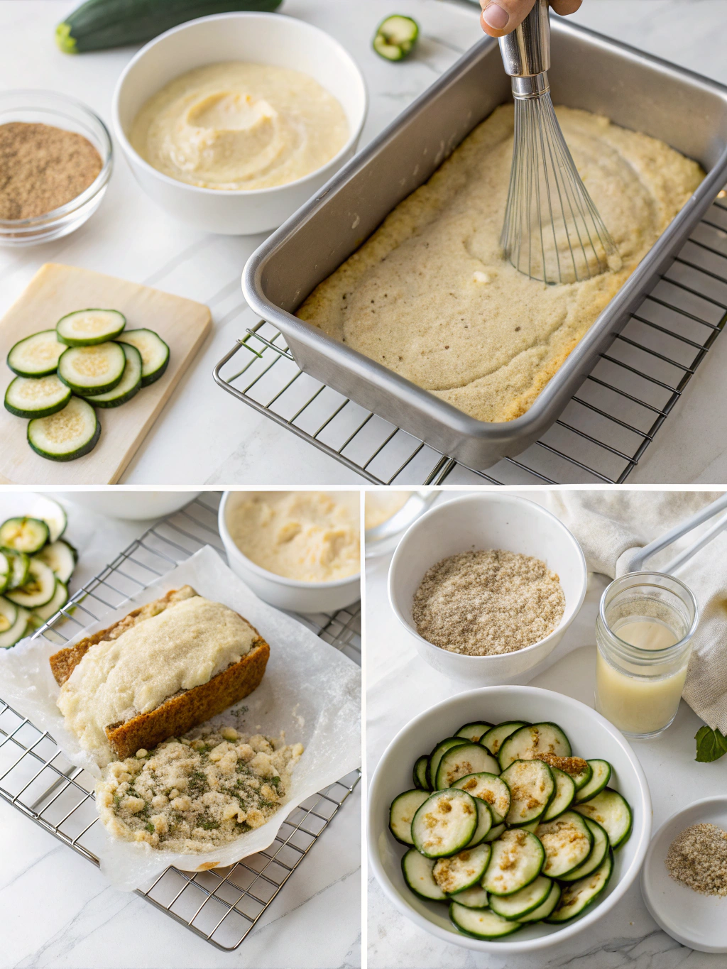 gluten-free zucchini bread preparing steps