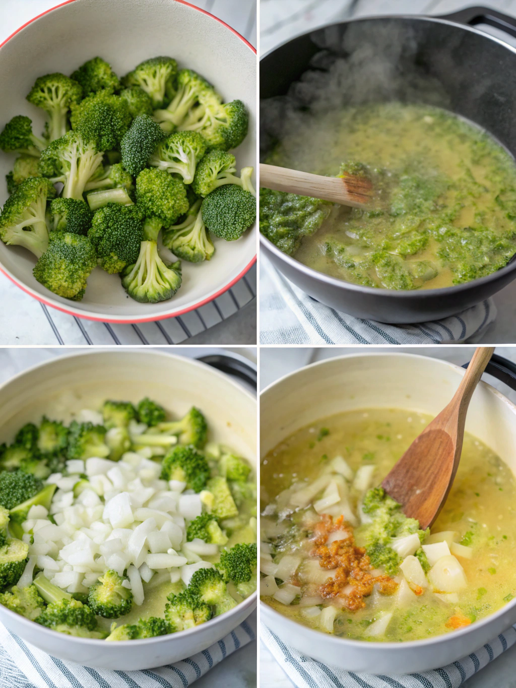 gluten-free broccoli soup preparing steps