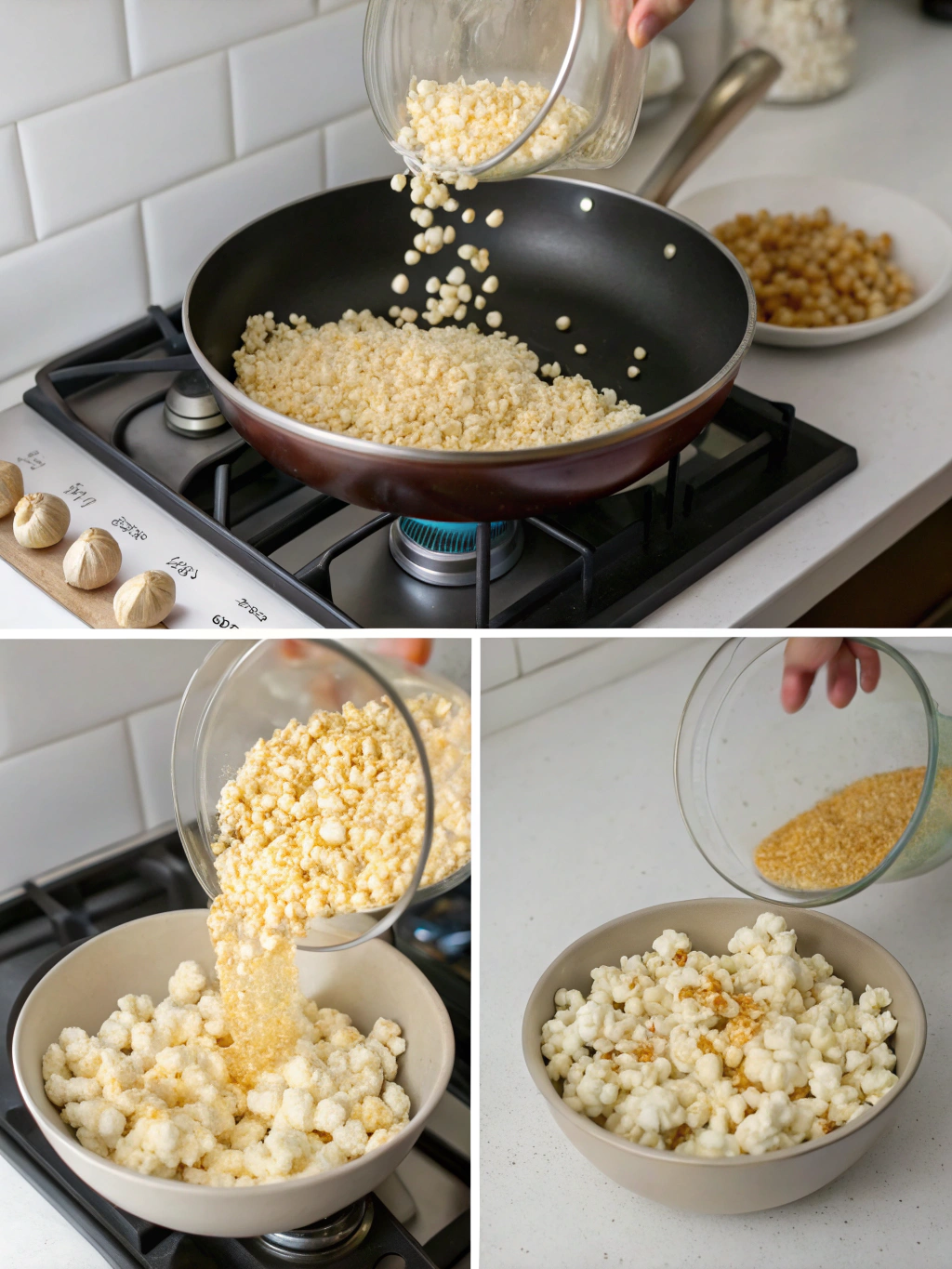 gluten-free popcorn snack preparing steps