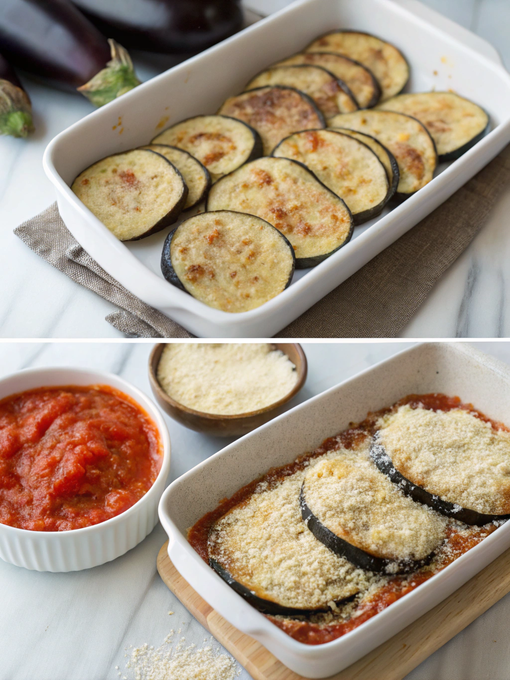 gluten-free eggplant parmesan preparing steps