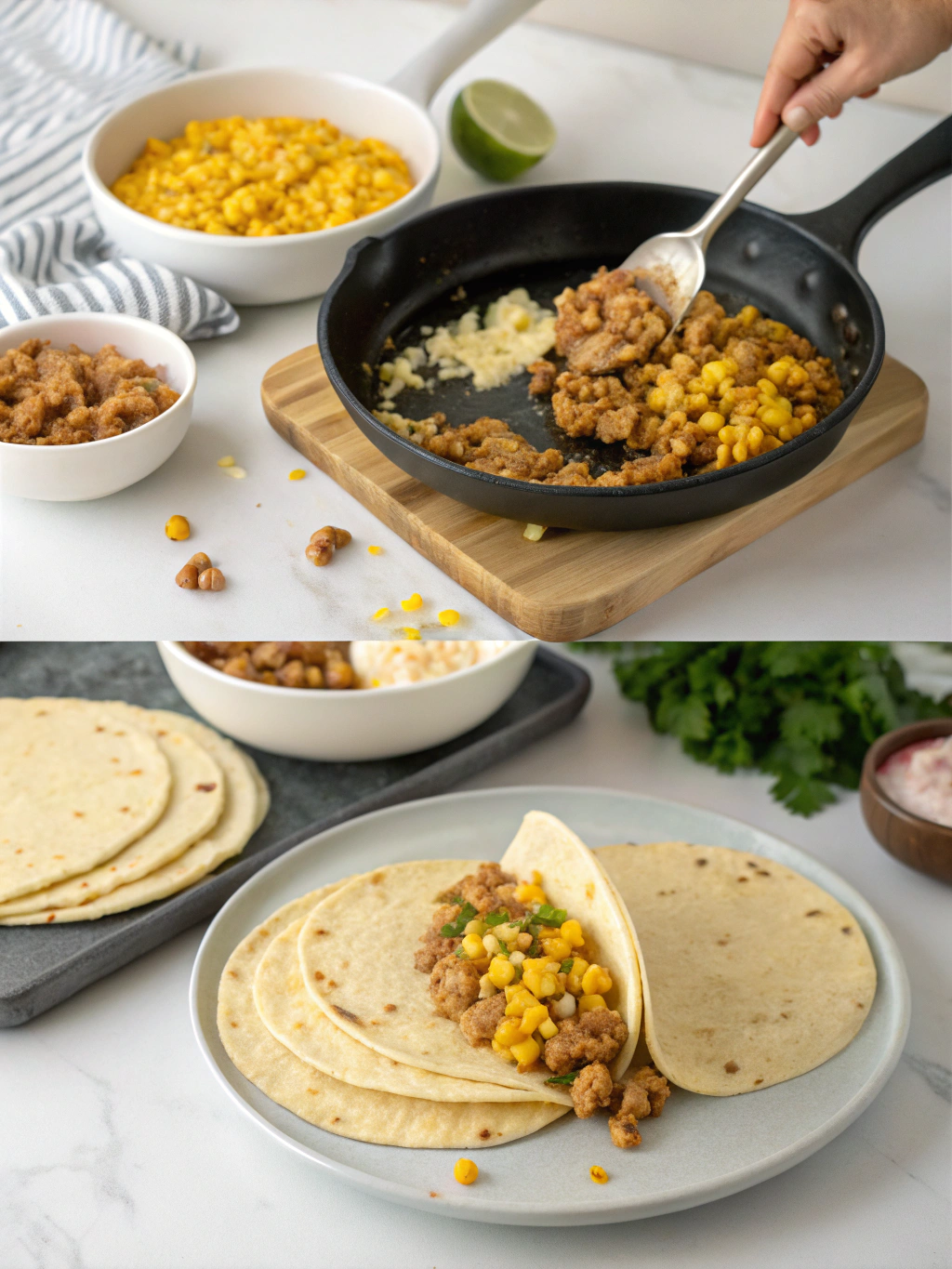 GF corn tortilla tacos preparing steps
