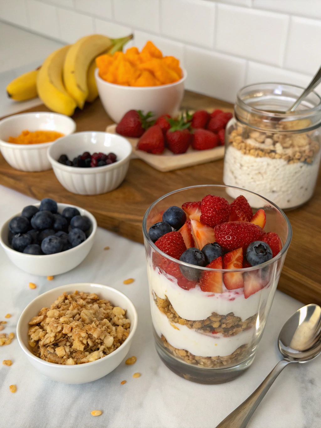 gluten-free yogurt parfait preparing steps