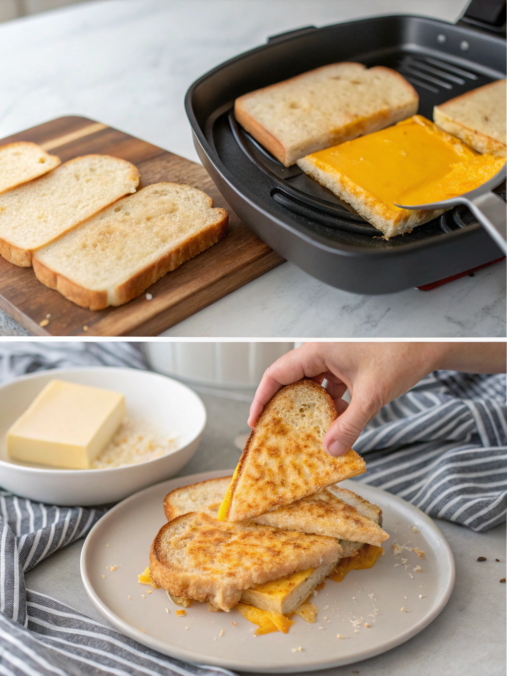gluten-free grilled cheese preparing steps