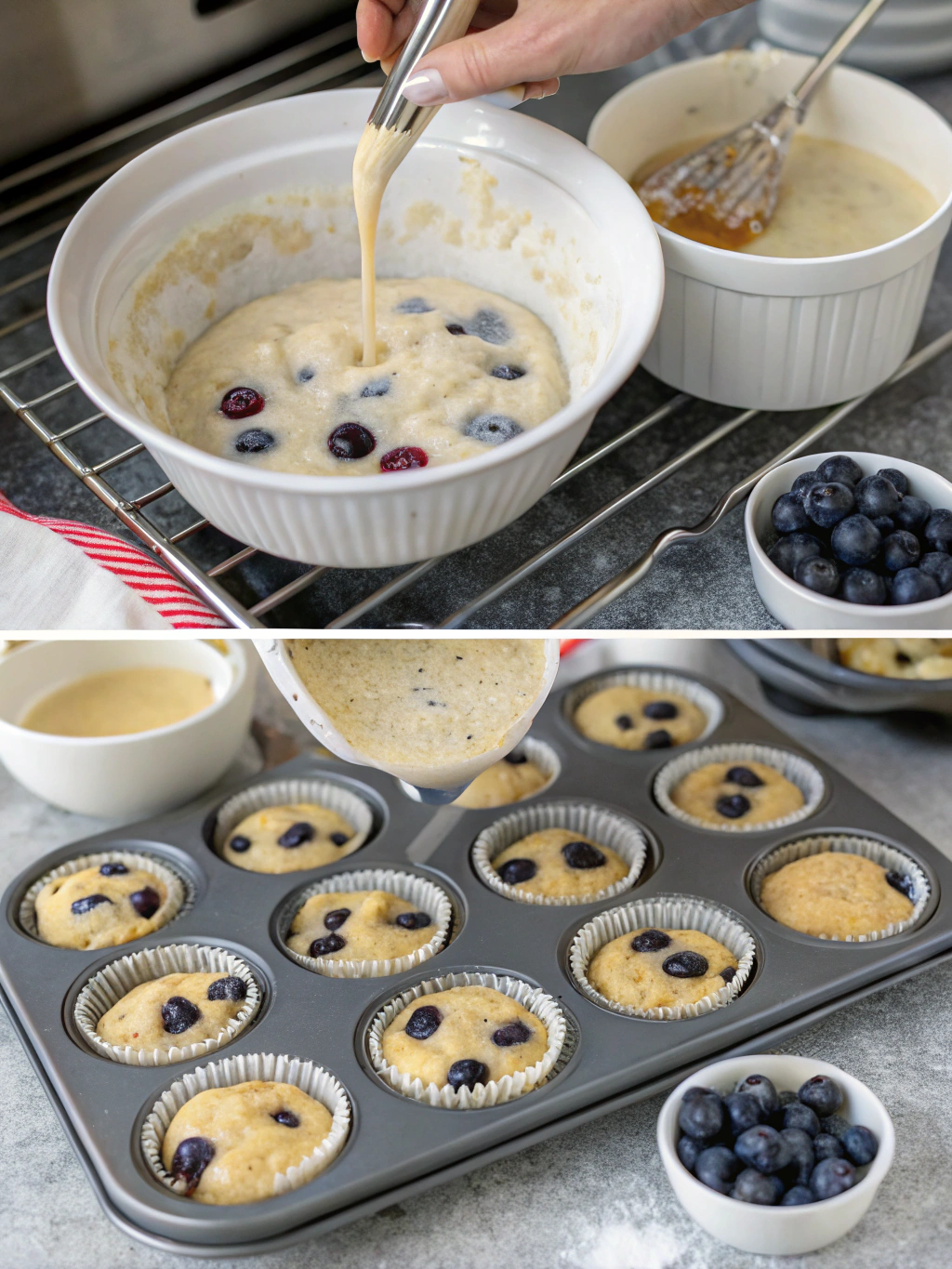gluten-free blueberry muffins preparing steps