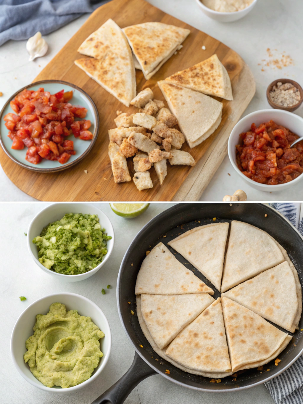 gluten-free chicken quesadillas preparing steps