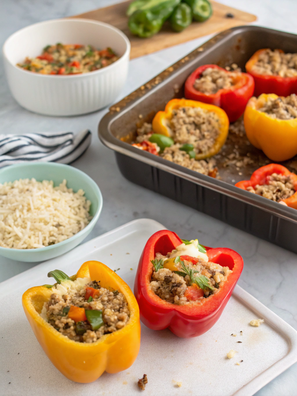 gluten-free stuffed bell peppers preparing steps