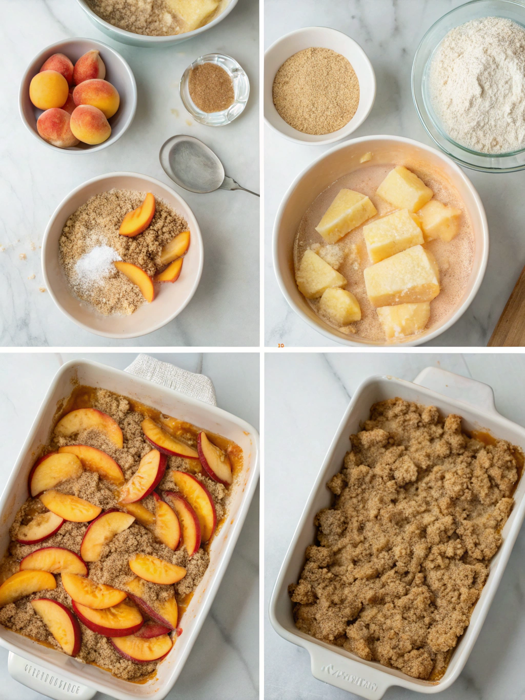 gluten-free peach cobbler preparing steps