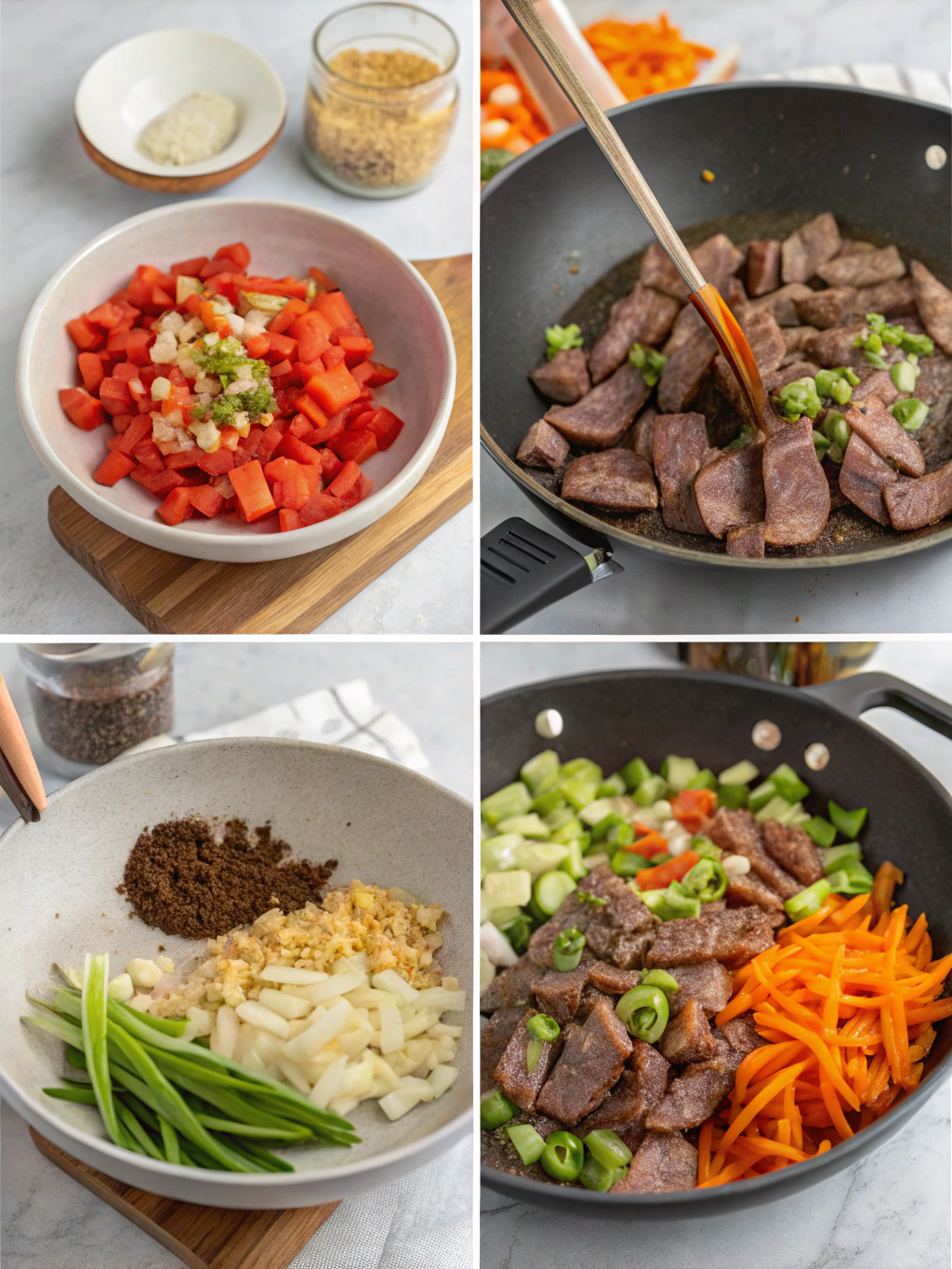 gluten-free beef stir-fry preparing steps