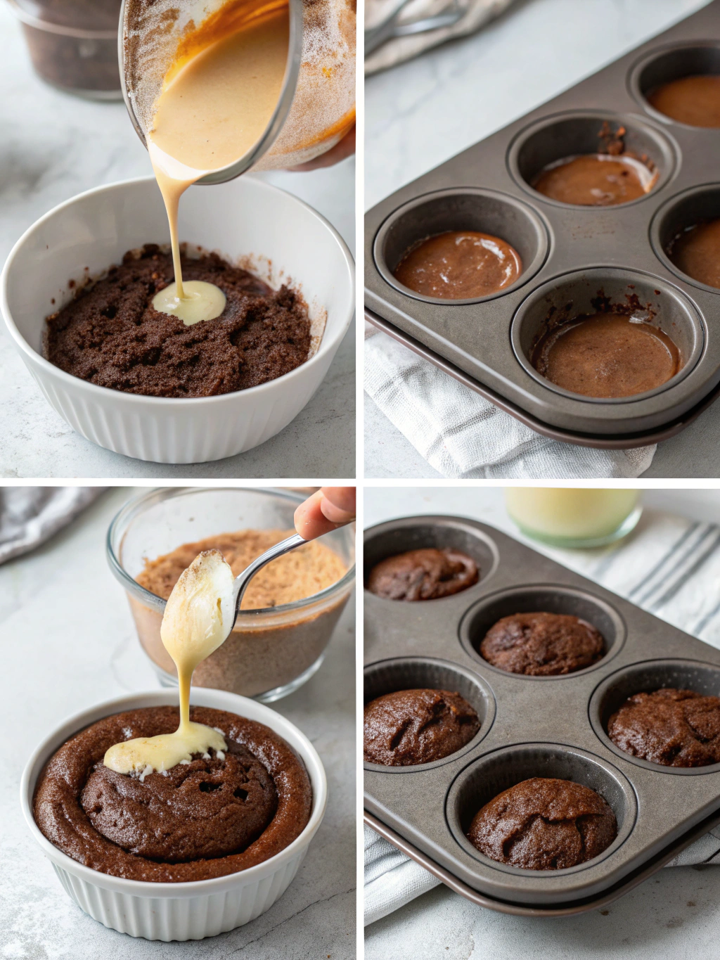 gluten-free chocolate lava cake preparing steps