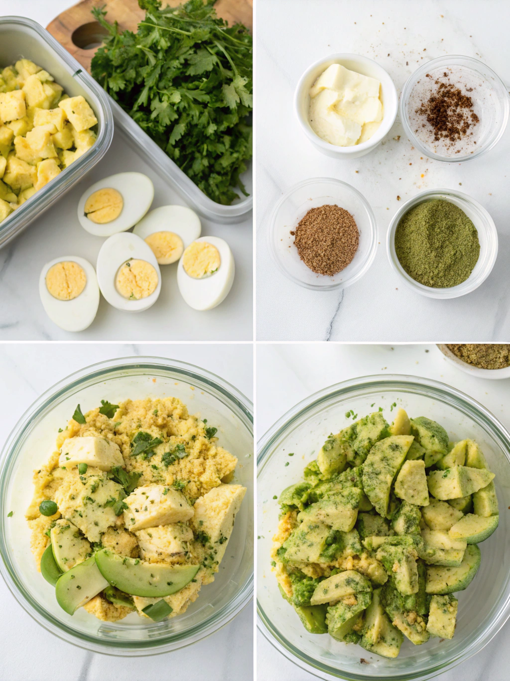 gluten-free avocado egg salad preparing steps