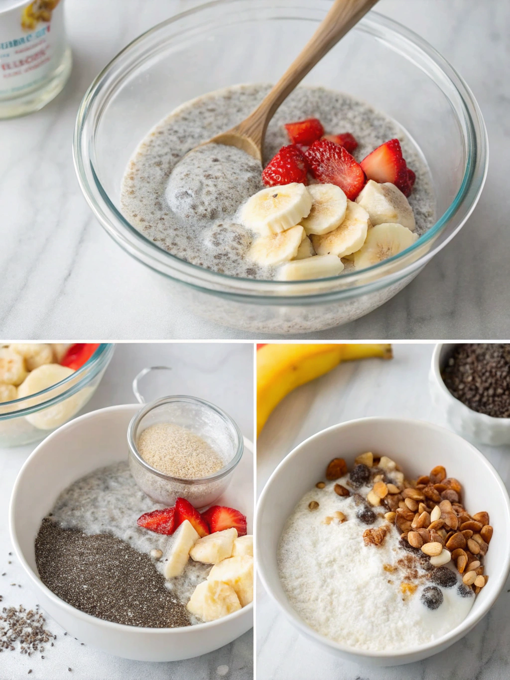 coconut chia pudding preparing steps
