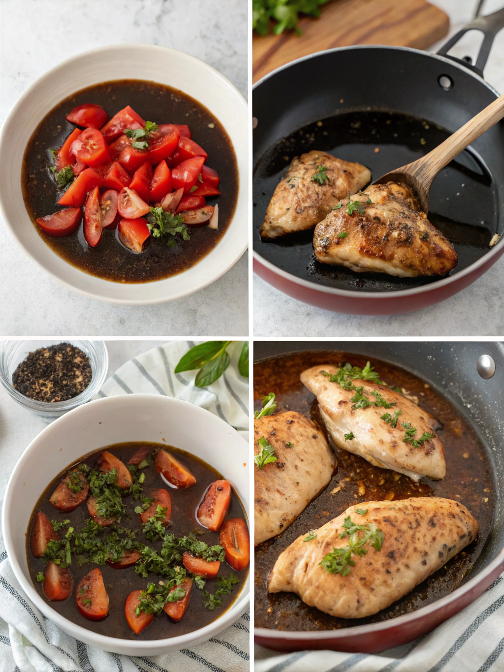gluten-free balsamic chicken preparing steps