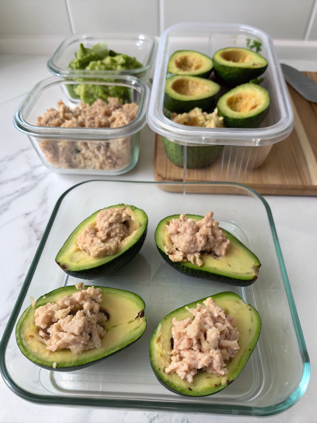 tuna stuffed avocado gluten-free preparing steps