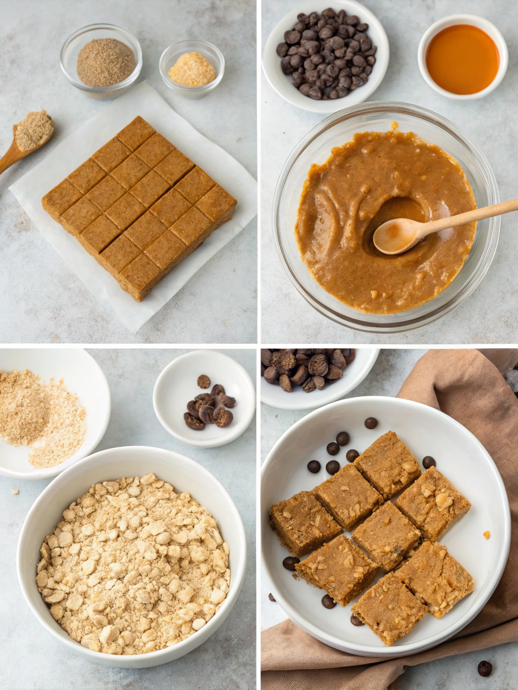 no-bake peanut butter bars preparing steps