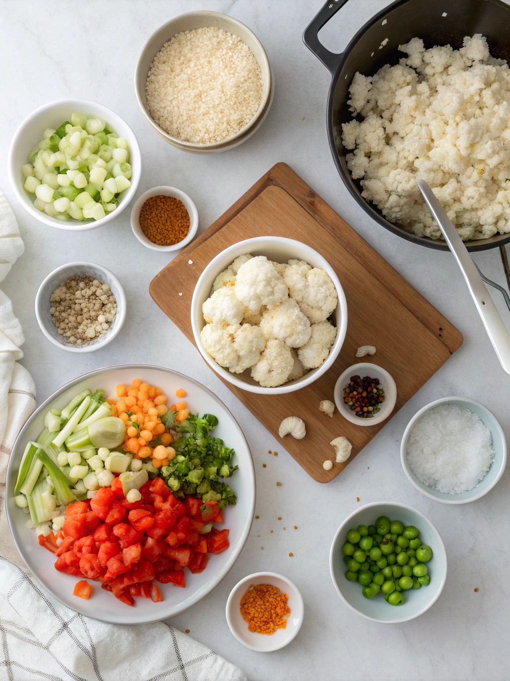 cauliflower rice stir-fry gluten-free preparing steps