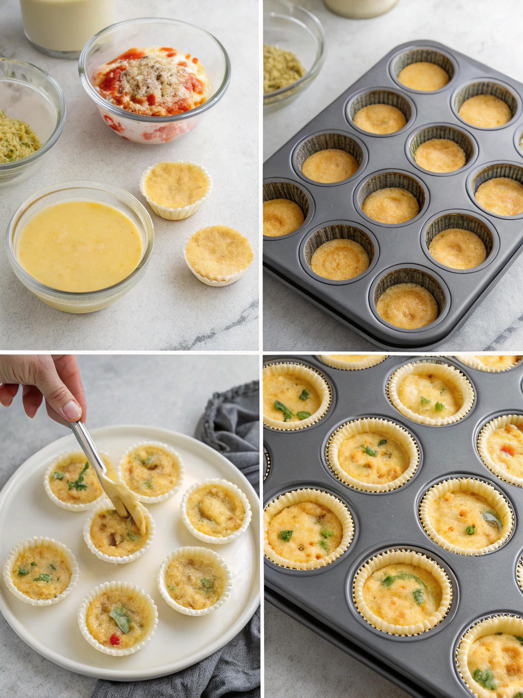 gluten-free mini quiche preparing steps