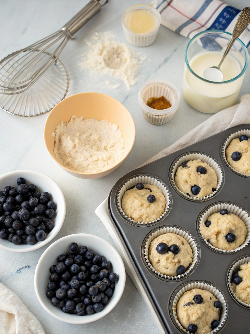 gluten-free blueberry muffins preparing steps