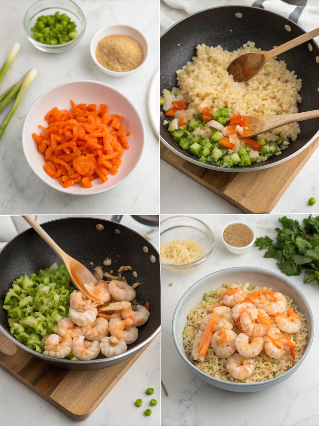 gluten-free shrimp fried rice preparing steps