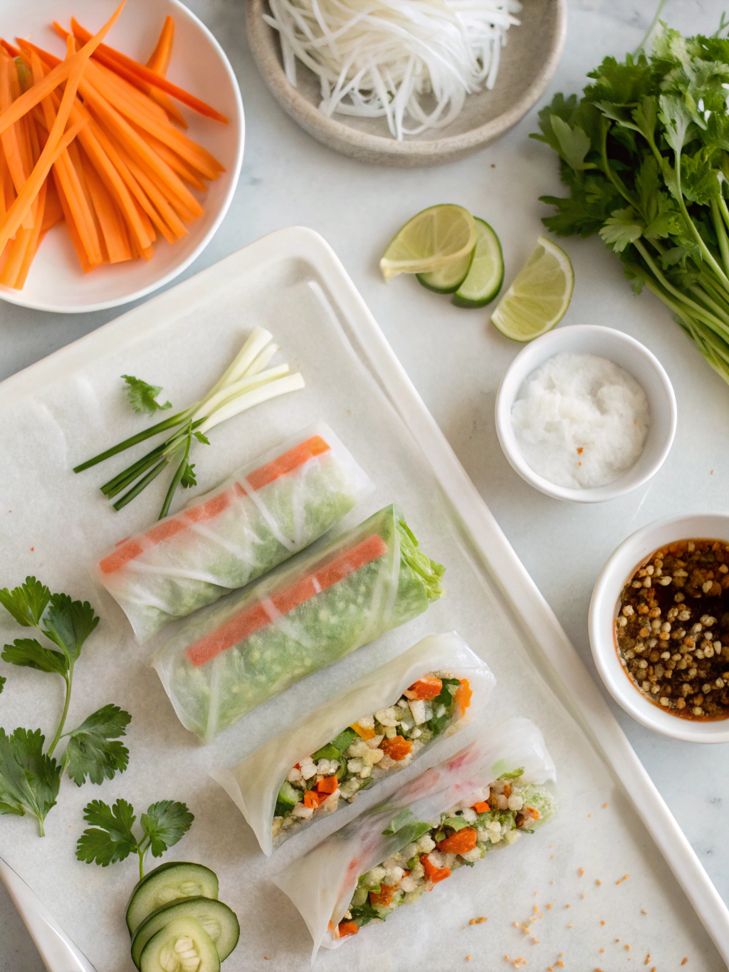 gluten-free summer rolls preparing steps
