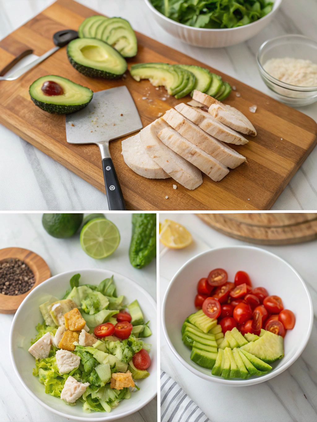gluten-free chicken avocado salad preparing steps