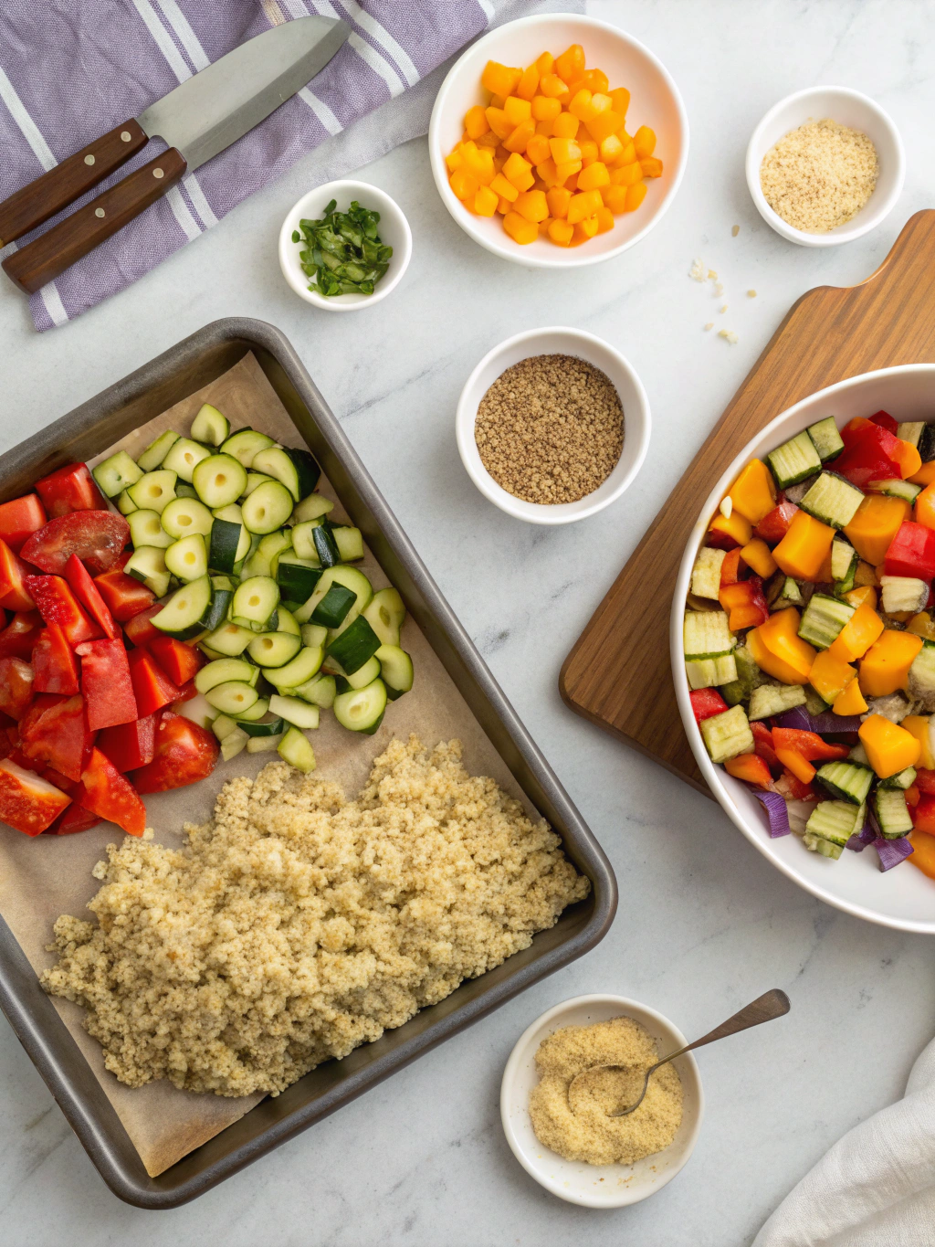 roasted veggie quinoa gluten-free preparing steps