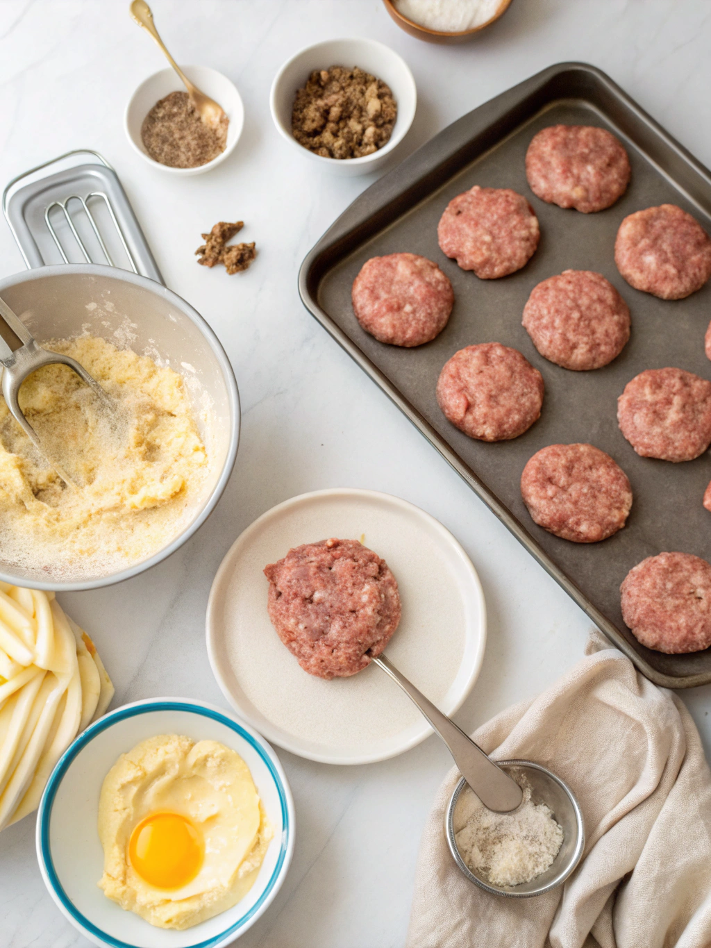 gluten-free sausage patties preparing steps