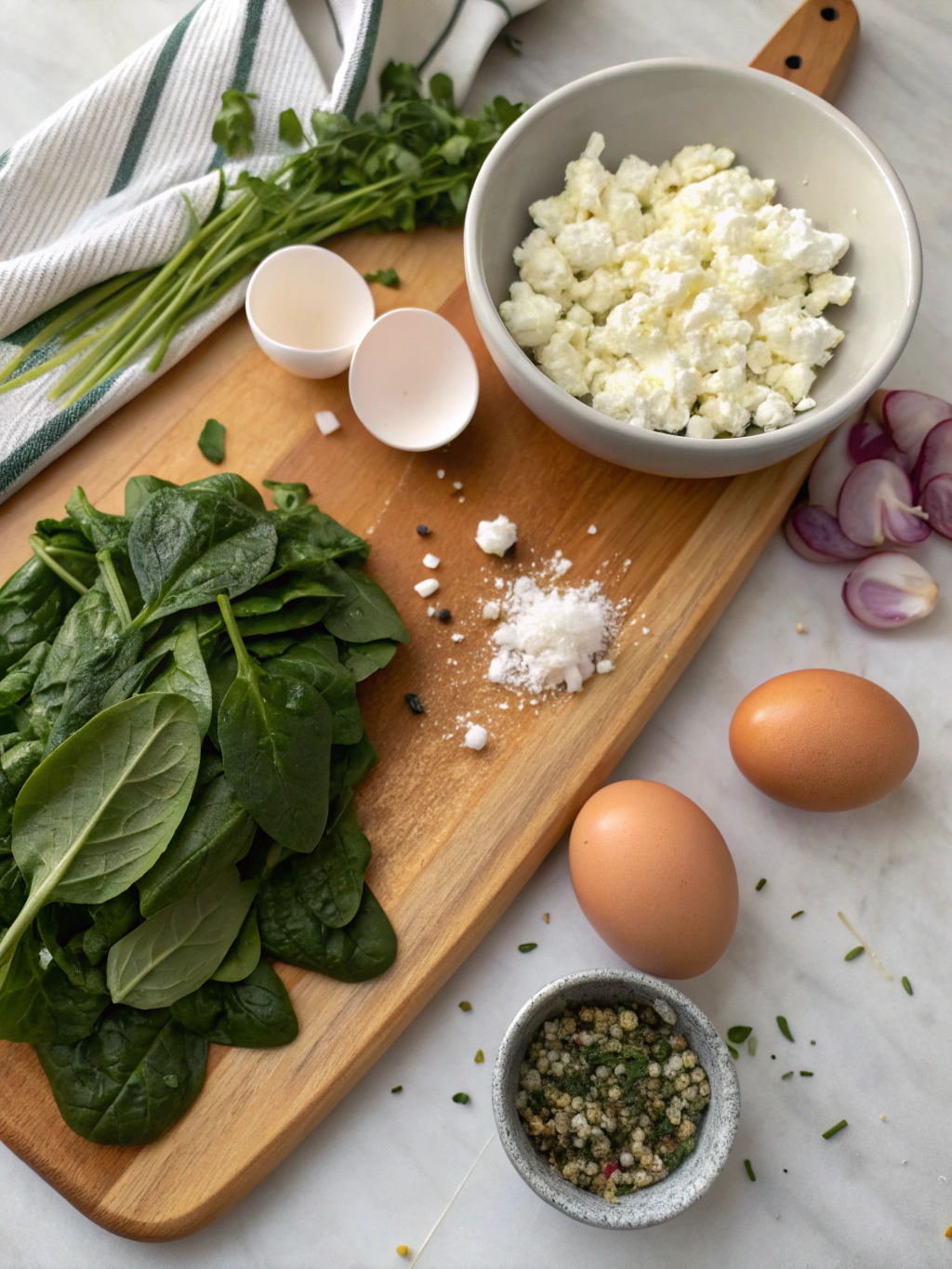 gluten-free spinach feta frittata ingredients