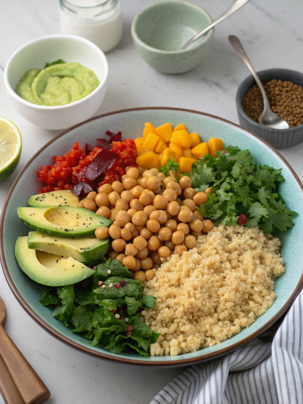 gluten-free grain bowl preparing steps