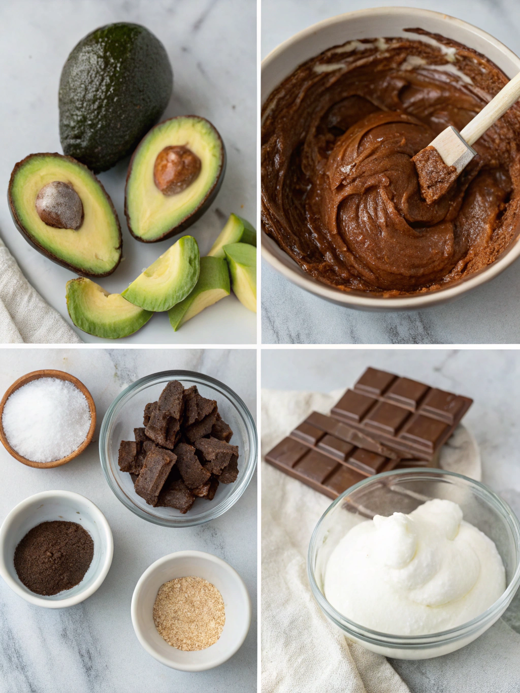 chocolate avocado mousse preparing steps