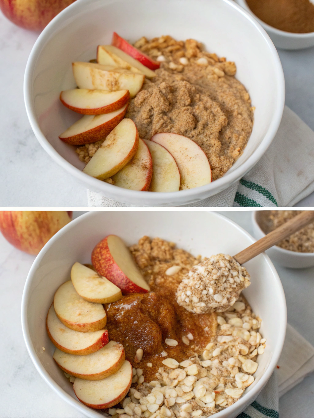gluten-free apple cinnamon oatmeal preparing steps
