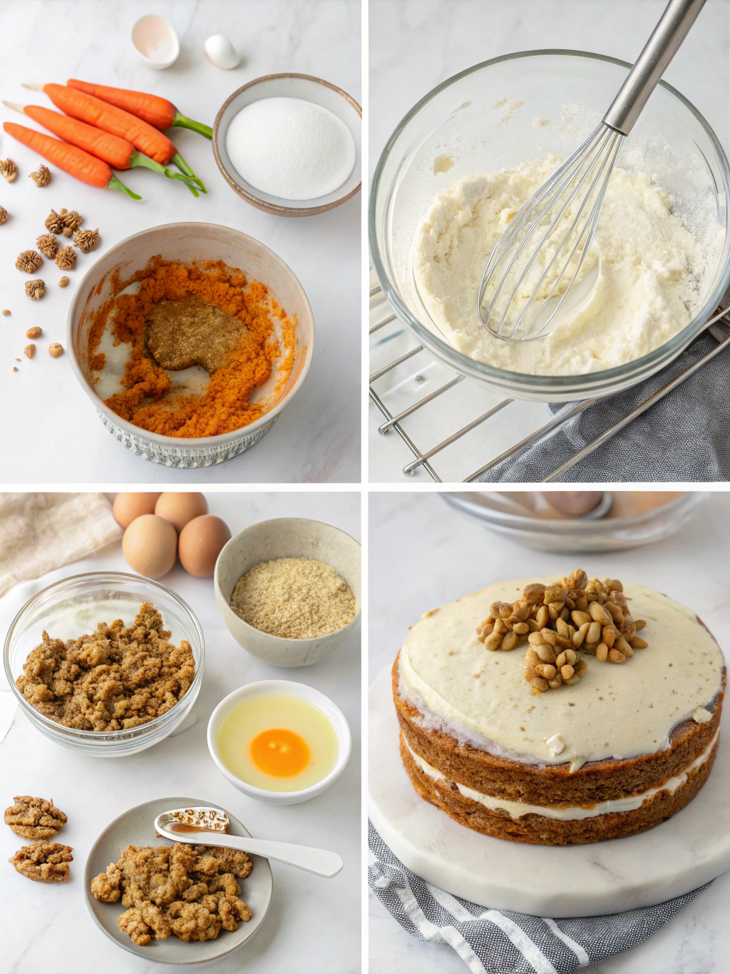 gluten-free carrot cake preparing steps