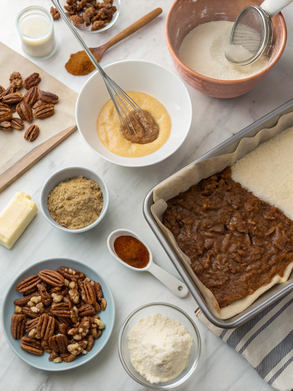 gluten-free pecan pie bars preparing steps