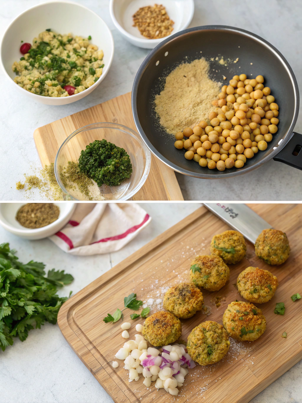 gluten-free falafel preparing steps