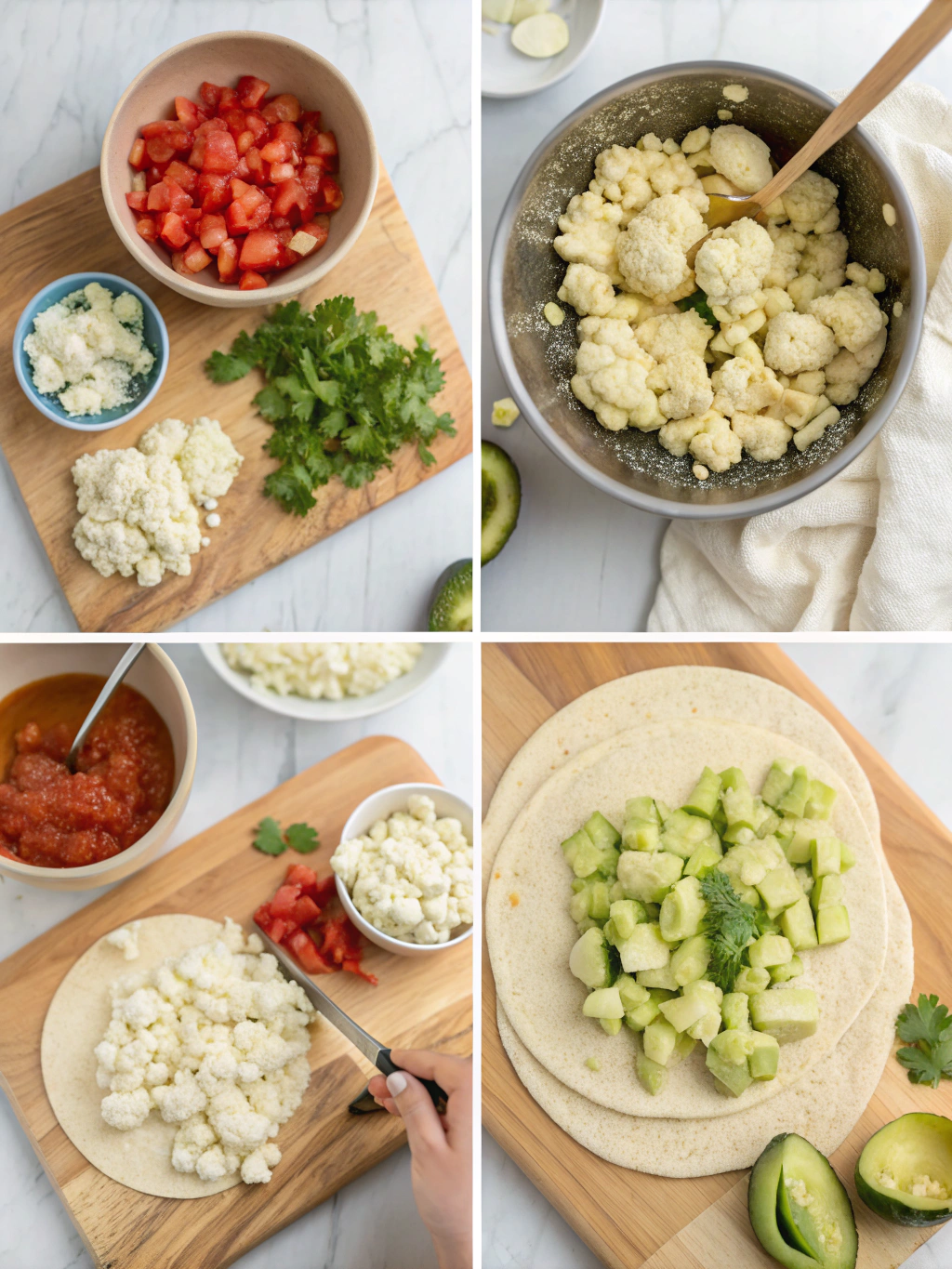 gluten-free cauliflower tacos preparing steps