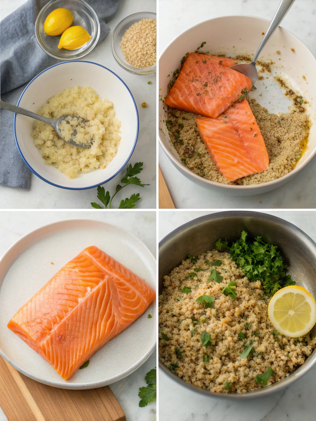gluten-free salmon quinoa preparing steps