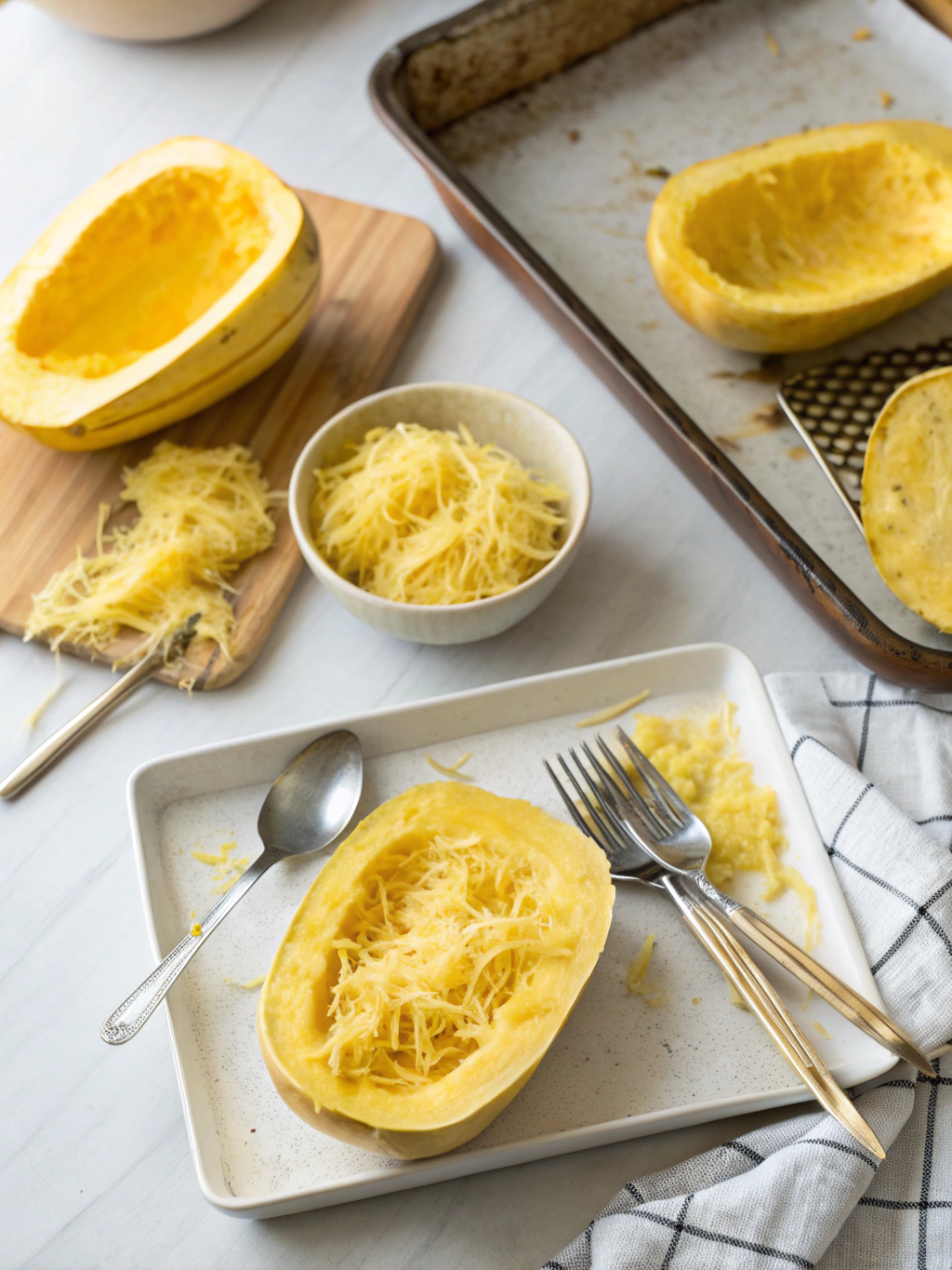 gluten-free spaghetti squash preparing steps