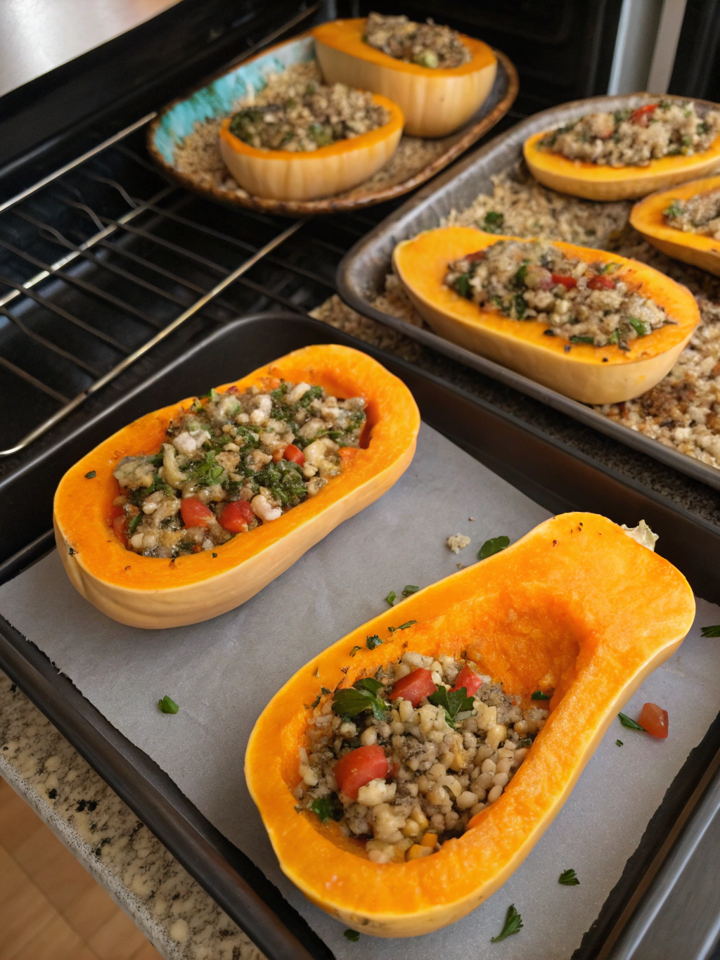 gluten-free stuffed squash preparing steps