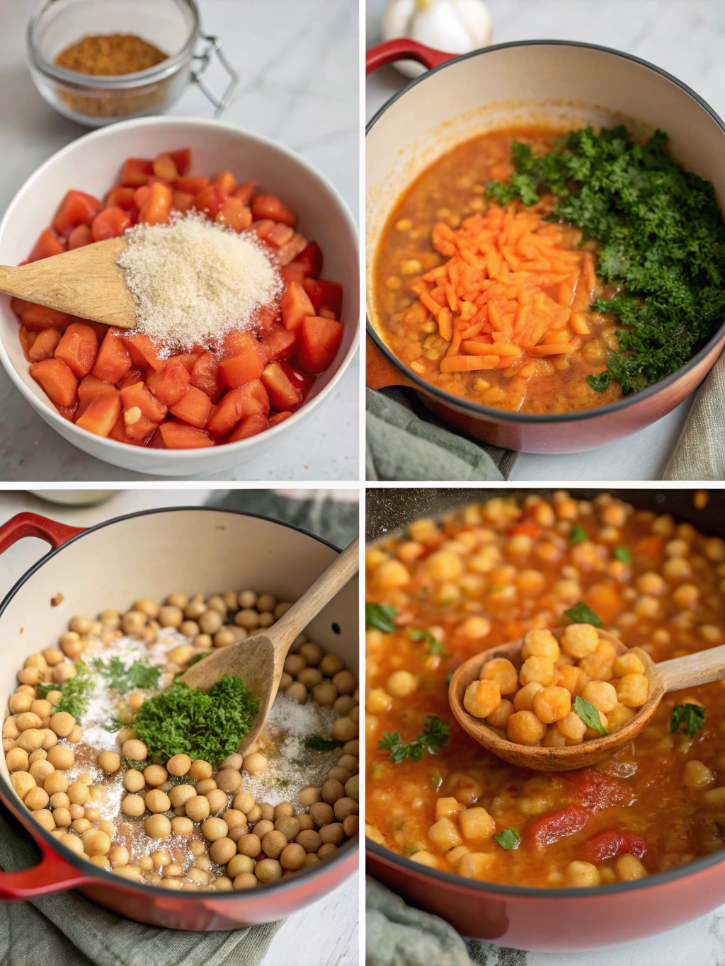 gluten-free chickpea stew preparing steps