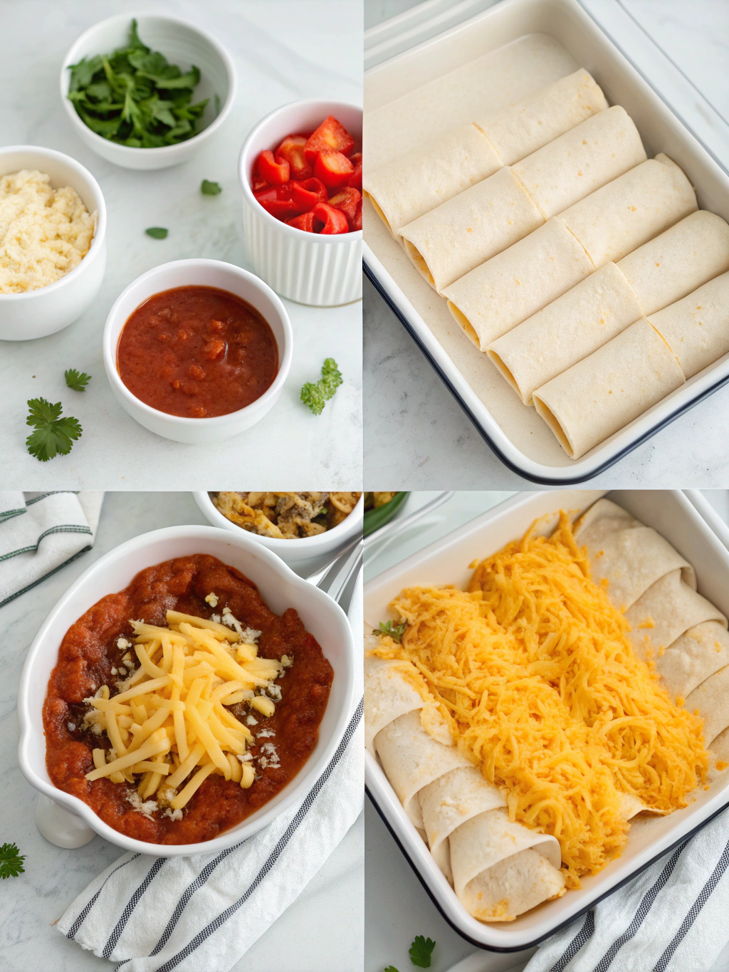 gluten-free enchilada bake preparing steps