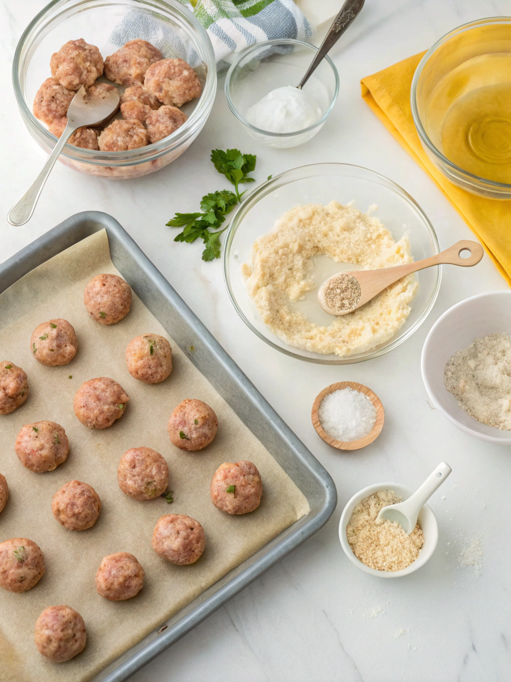 gluten-free turkey meatballs preparing steps