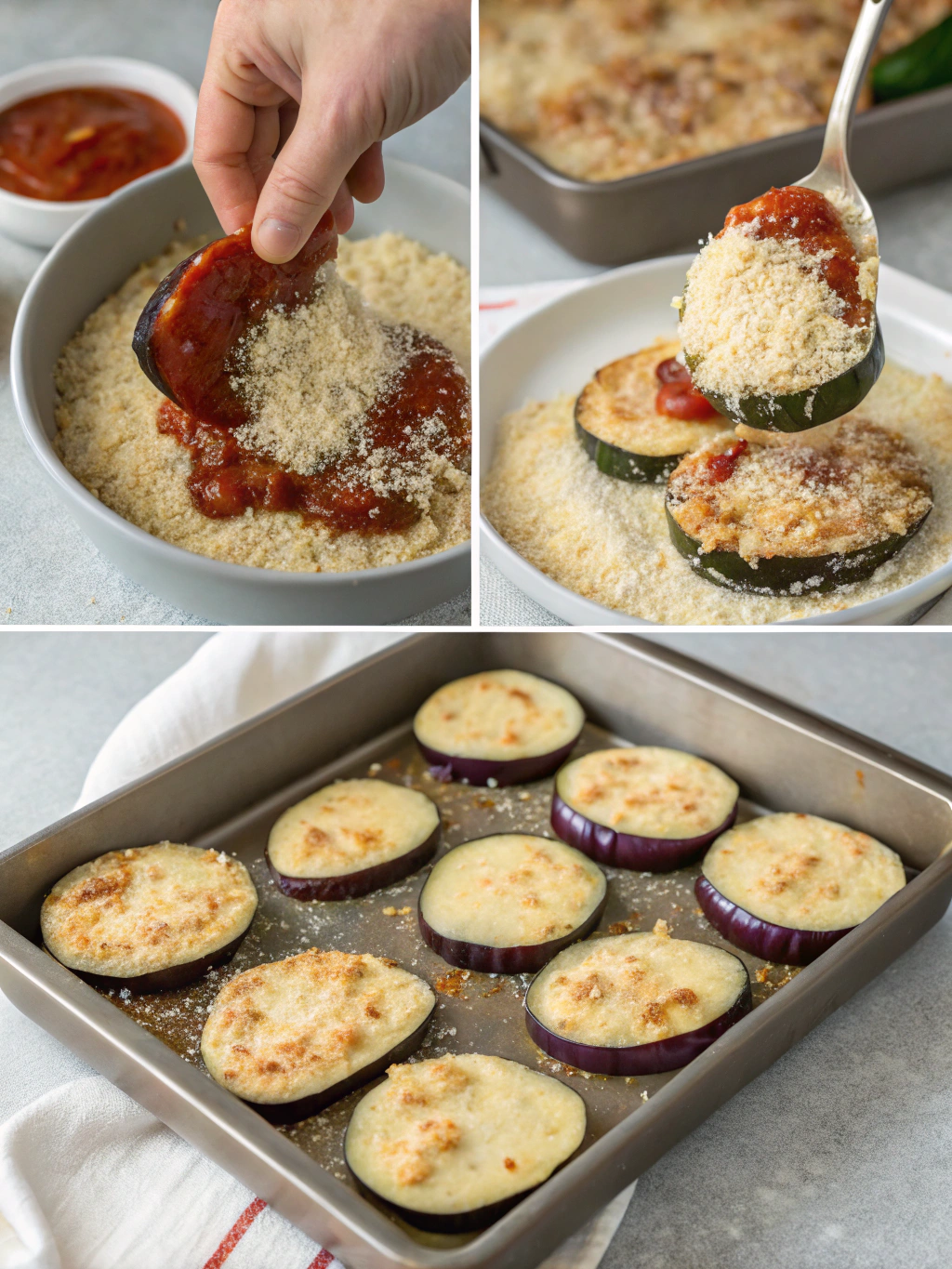 gluten-free eggplant parmesan preparing steps