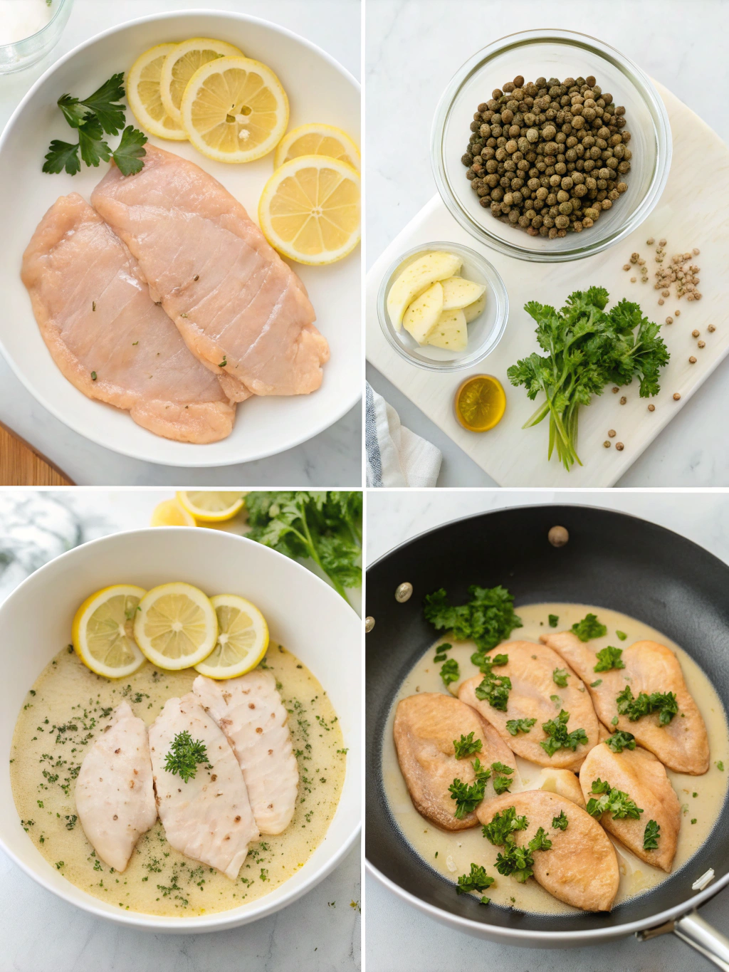 gluten-free chicken piccata preparing steps