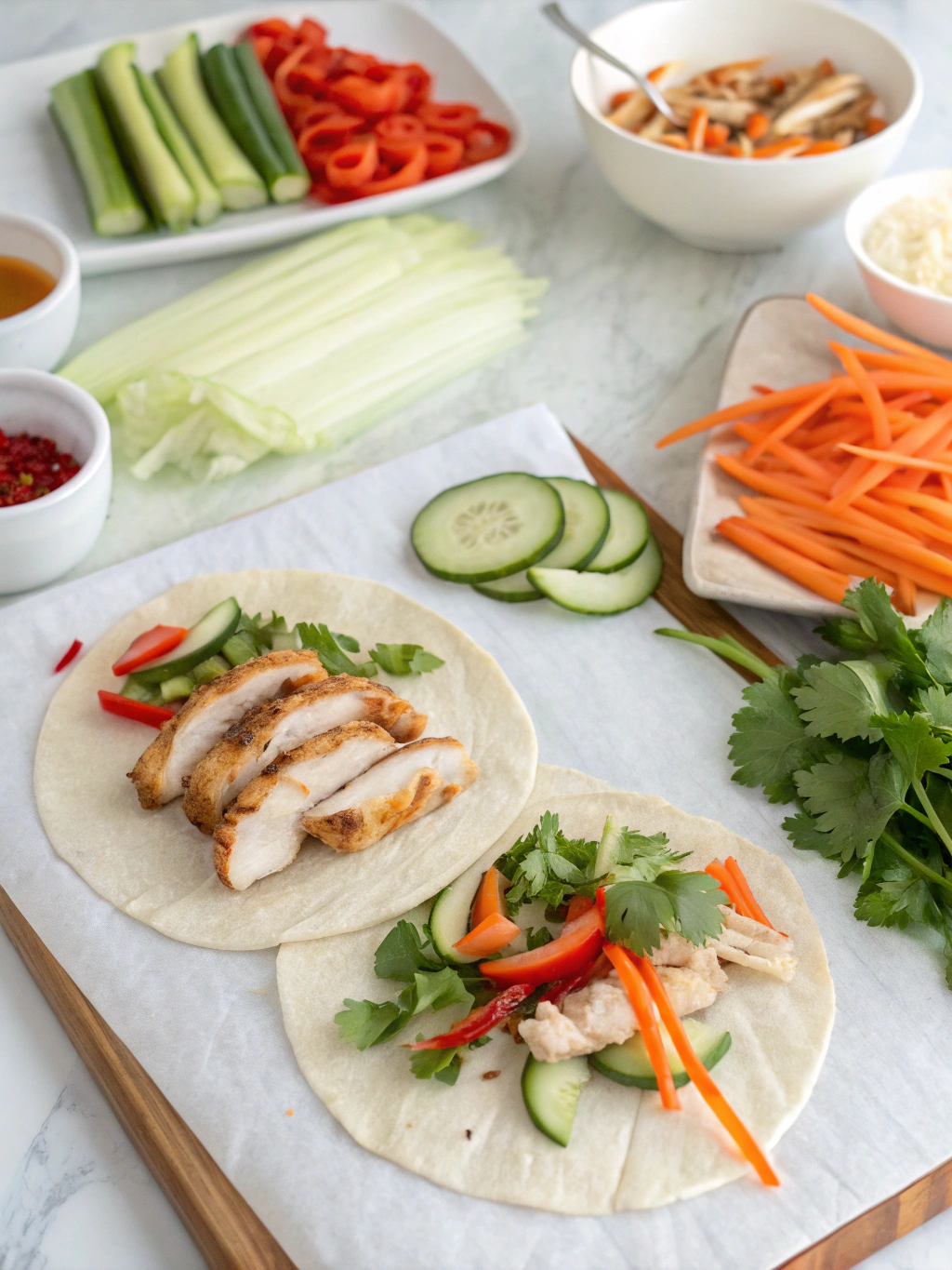 GF chicken banh mi wrap preparing steps