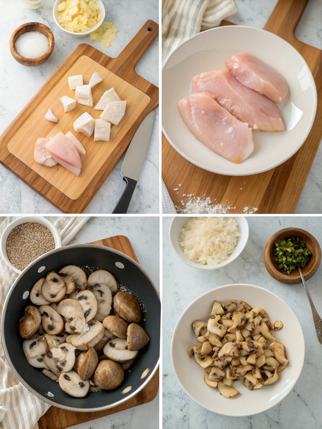 gluten-free mushroom chicken preparing steps